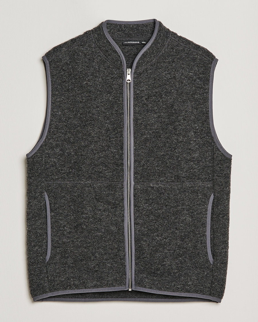 Men | Sweaters & Knitwear | J.Lindeberg | Duncan Wool Fleece Vest Grey Melange