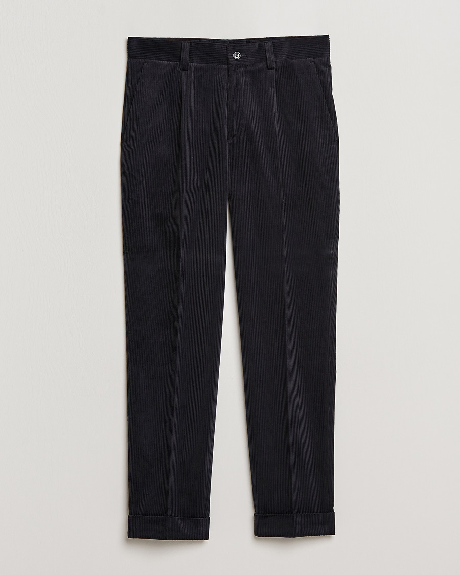 Men | Trousers | J.Lindeberg | Gordon Pleated Corduroy Trousers Black