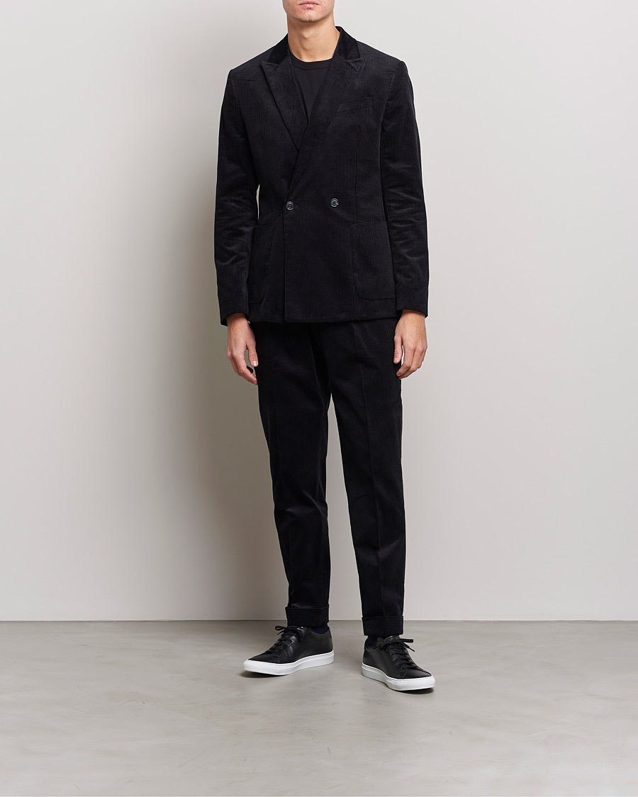 Men | Trousers | J.Lindeberg | Gordon Pleated Corduroy Trousers Black