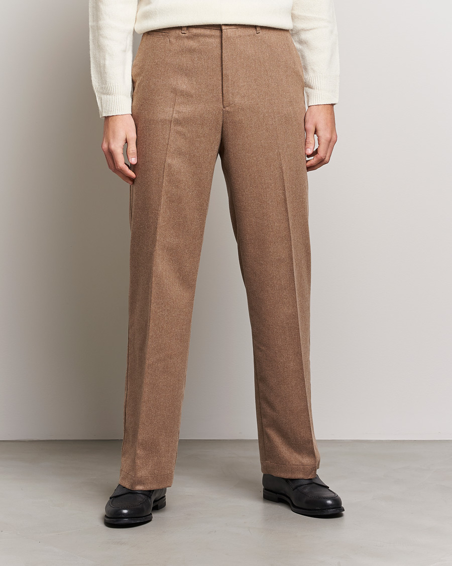 Men | Flannel Trousers | J.Lindeberg | Haij Clean Flannel Trousers Tiger Brown