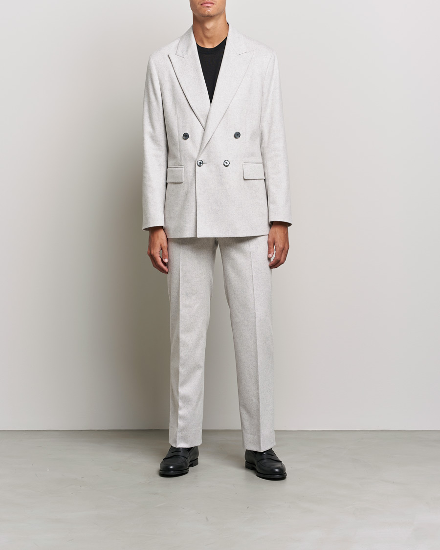 Men | Blazers | J.Lindeberg | David Carded Wool Flannel DB Blazer Micro Chip