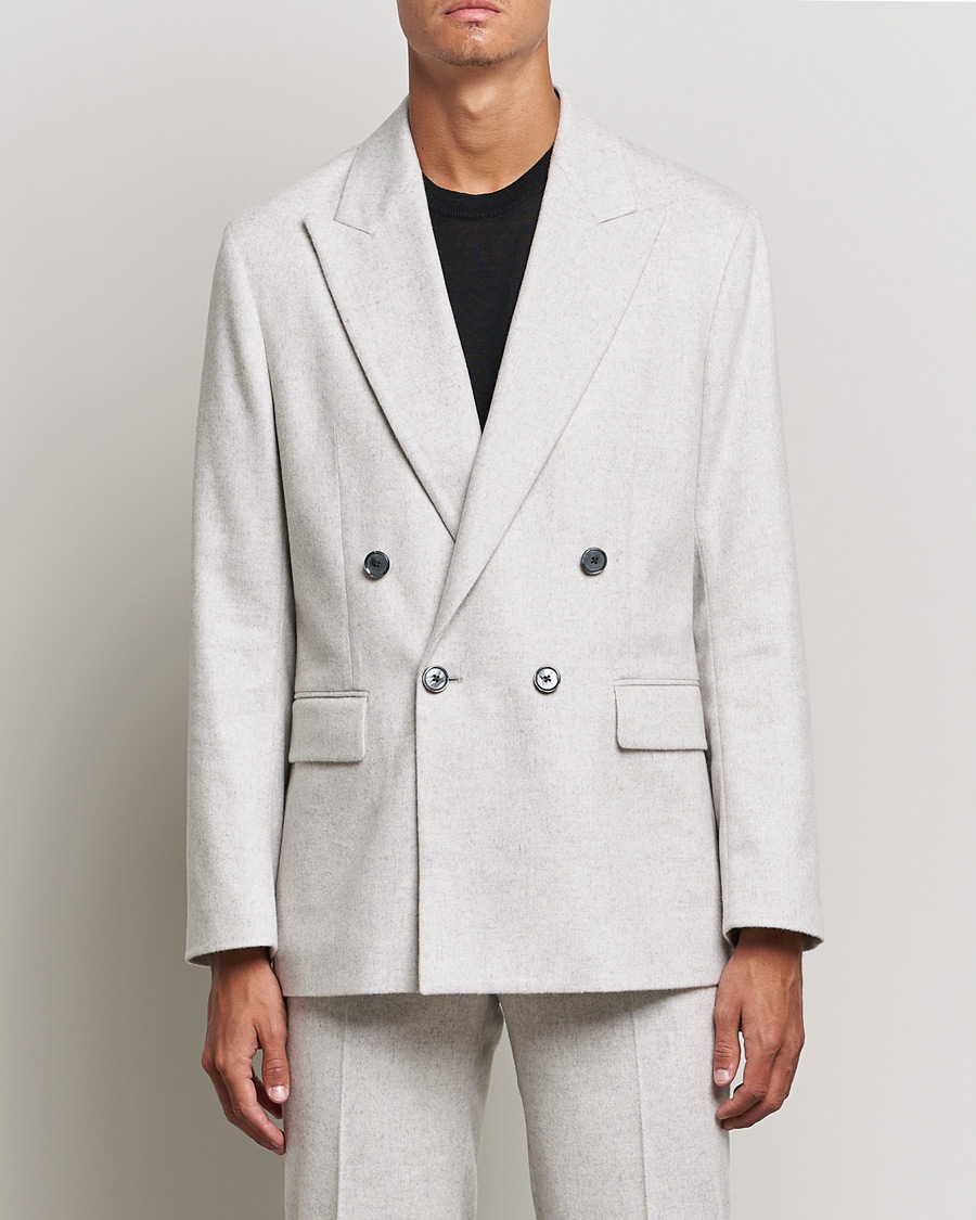 Men | Blazers | J.Lindeberg | David Carded Wool Flannel DB Blazer Micro Chip