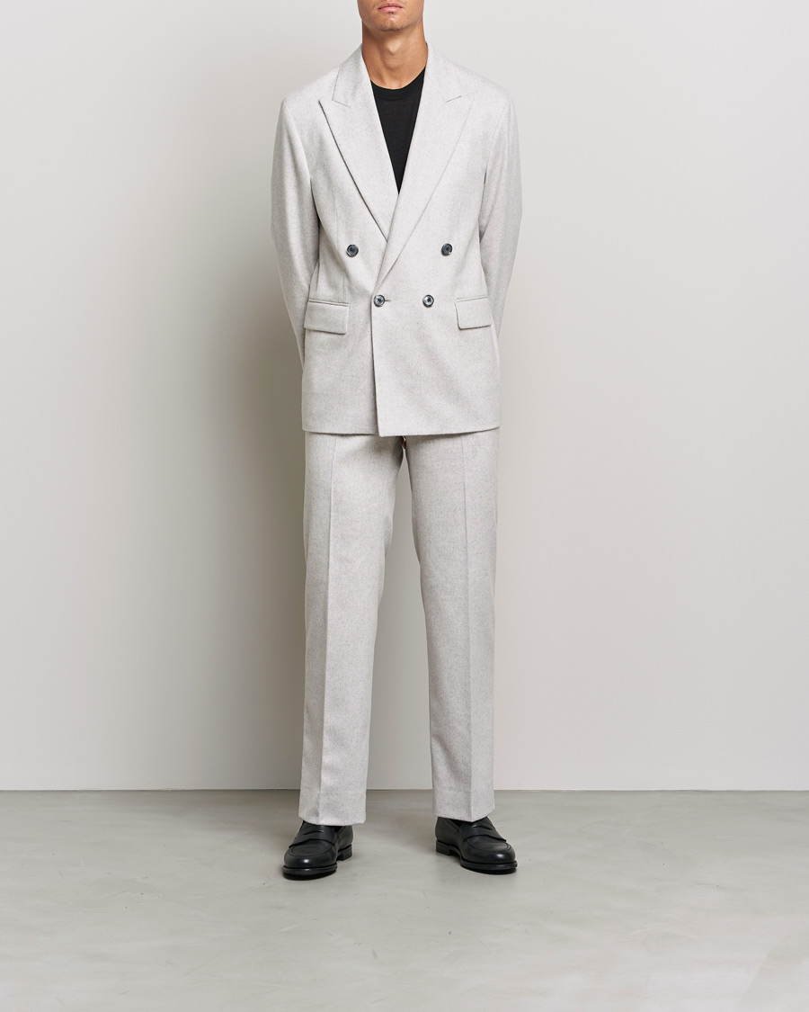 Men | Trousers | J.Lindeberg | Ranon Carded Wool Flannel Trousers Micro Chip