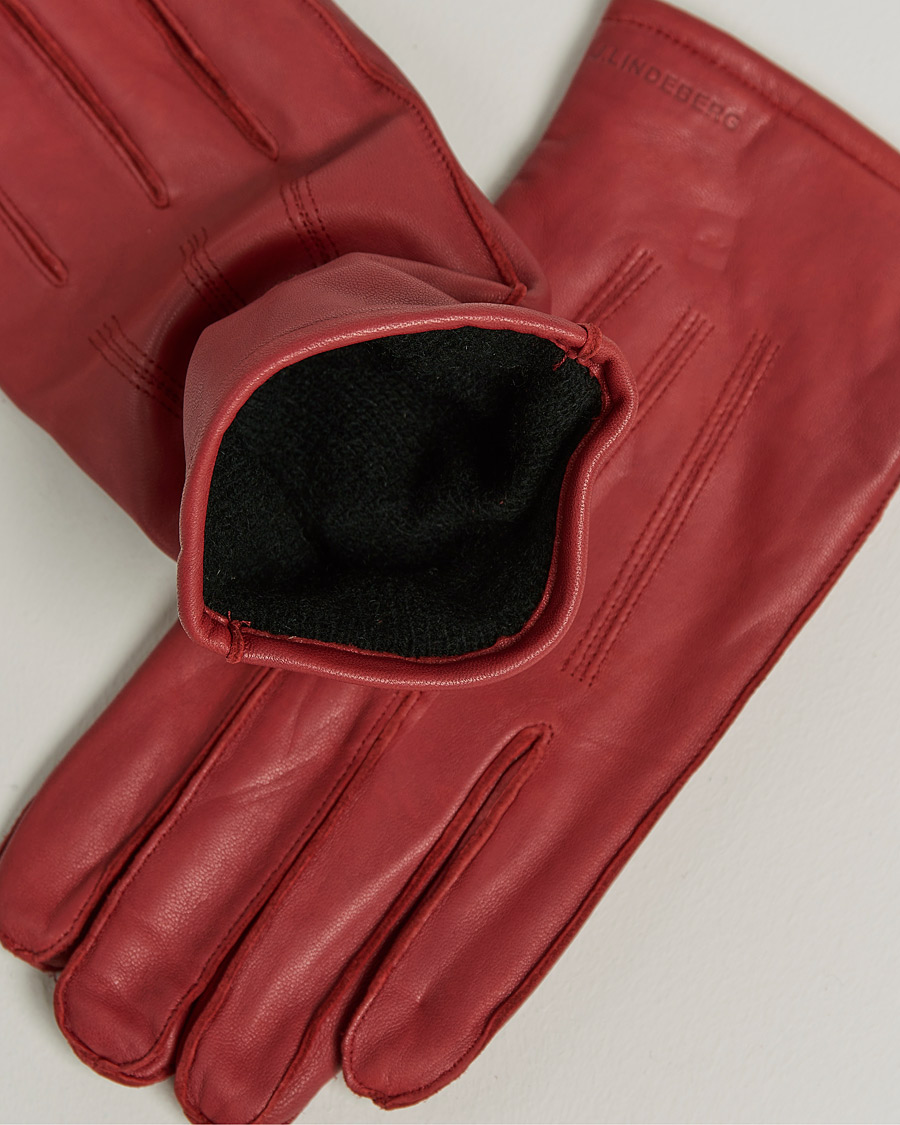Men | Gloves | J.Lindeberg | Milo Leather Glove Fired Brick