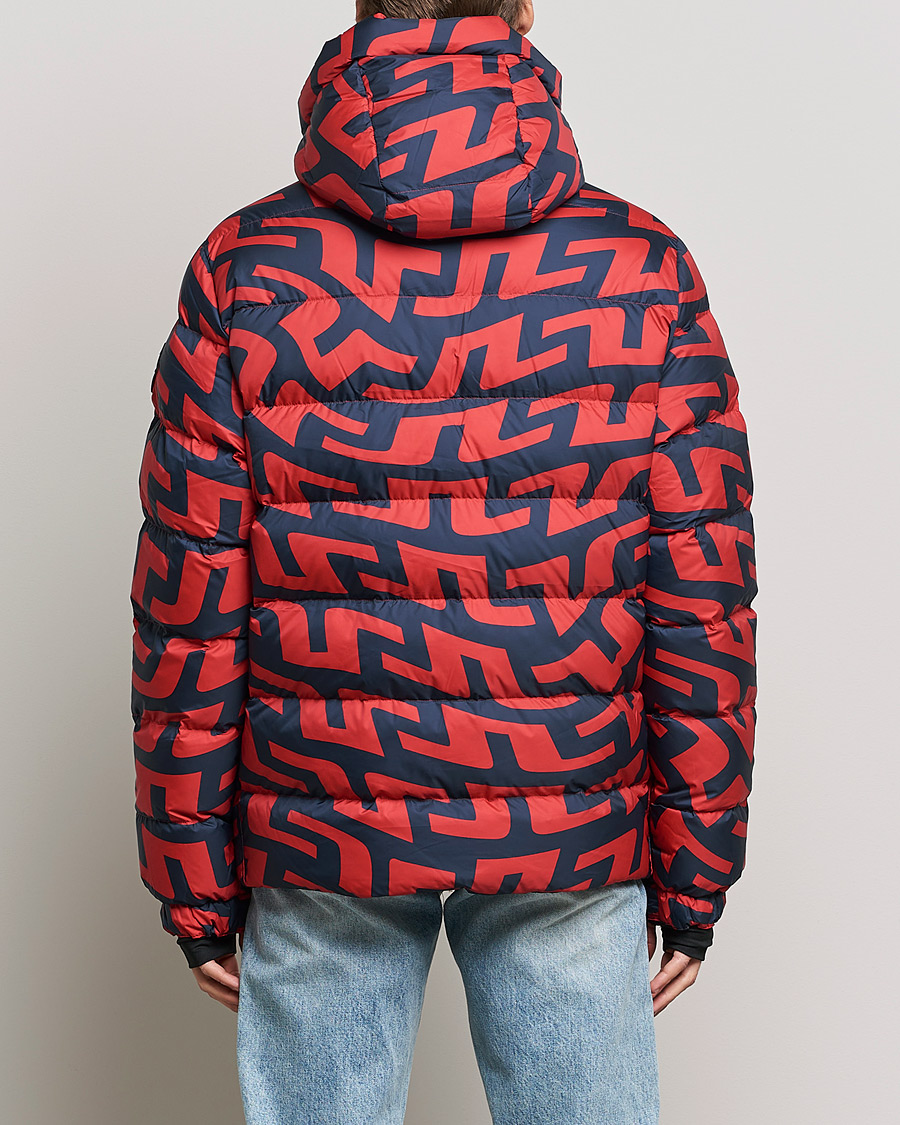 Men | Coats & Jackets | J.Lindeberg | Sphere Printed Down Jacket Bridge Swirl Red