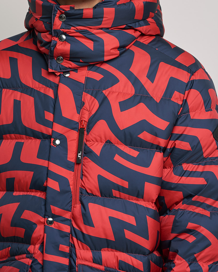 Men | Coats & Jackets | J.Lindeberg | Sphere Printed Down Jacket Bridge Swirl Red