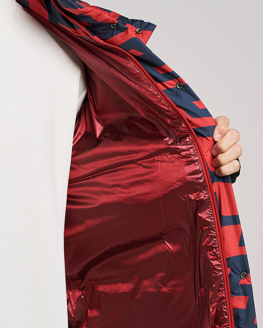 Men | Coats & Jackets | J.Lindeberg | Sphere Printed Down Jacket Bridge Swirl Red