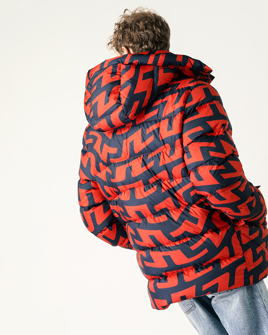 Men | Coats & Jackets | J.Lindeberg | Sphere Printed Down Jacket Bridge Swirl Red
