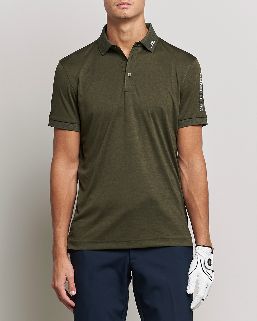 Men | Polo Shirts | J.Lindeberg | Tour Tech Slin Fit Polo Forest Melange