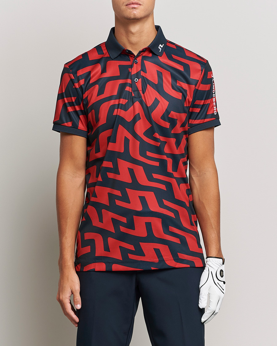 Men | Polo Shirts | J.Lindeberg | Tour Tech Regular Fit Printed Polo Bridge Swirl