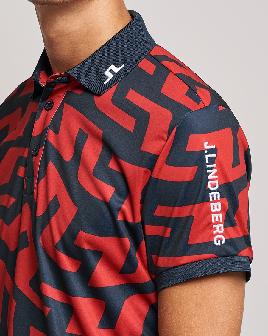Men | Polo Shirts | J.Lindeberg | Tour Tech Regular Fit Printed Polo Bridge Swirl