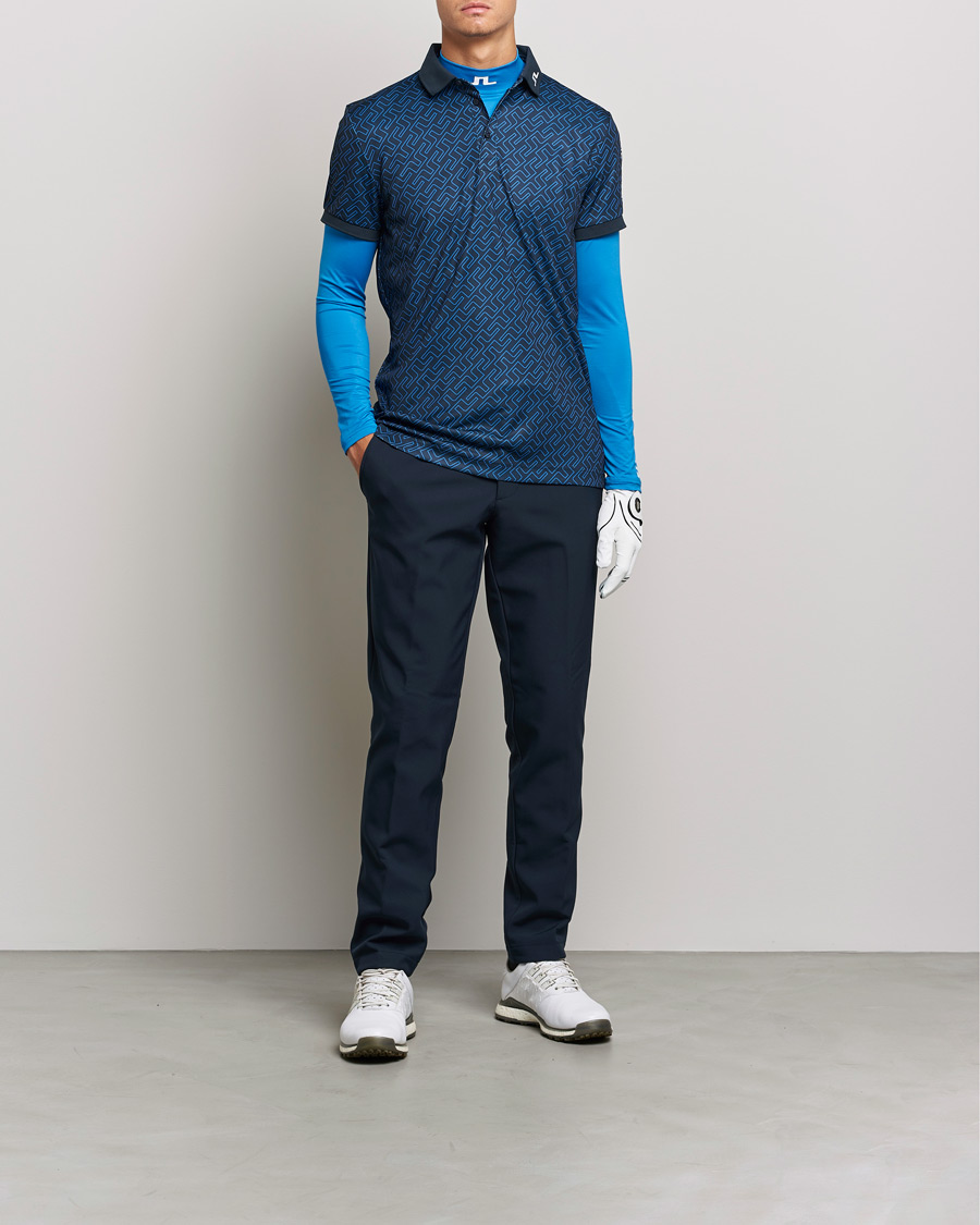 Men | Polo Shirts | J.Lindeberg | Tour Tech Regular Fit Printed Polo Nautical Blue