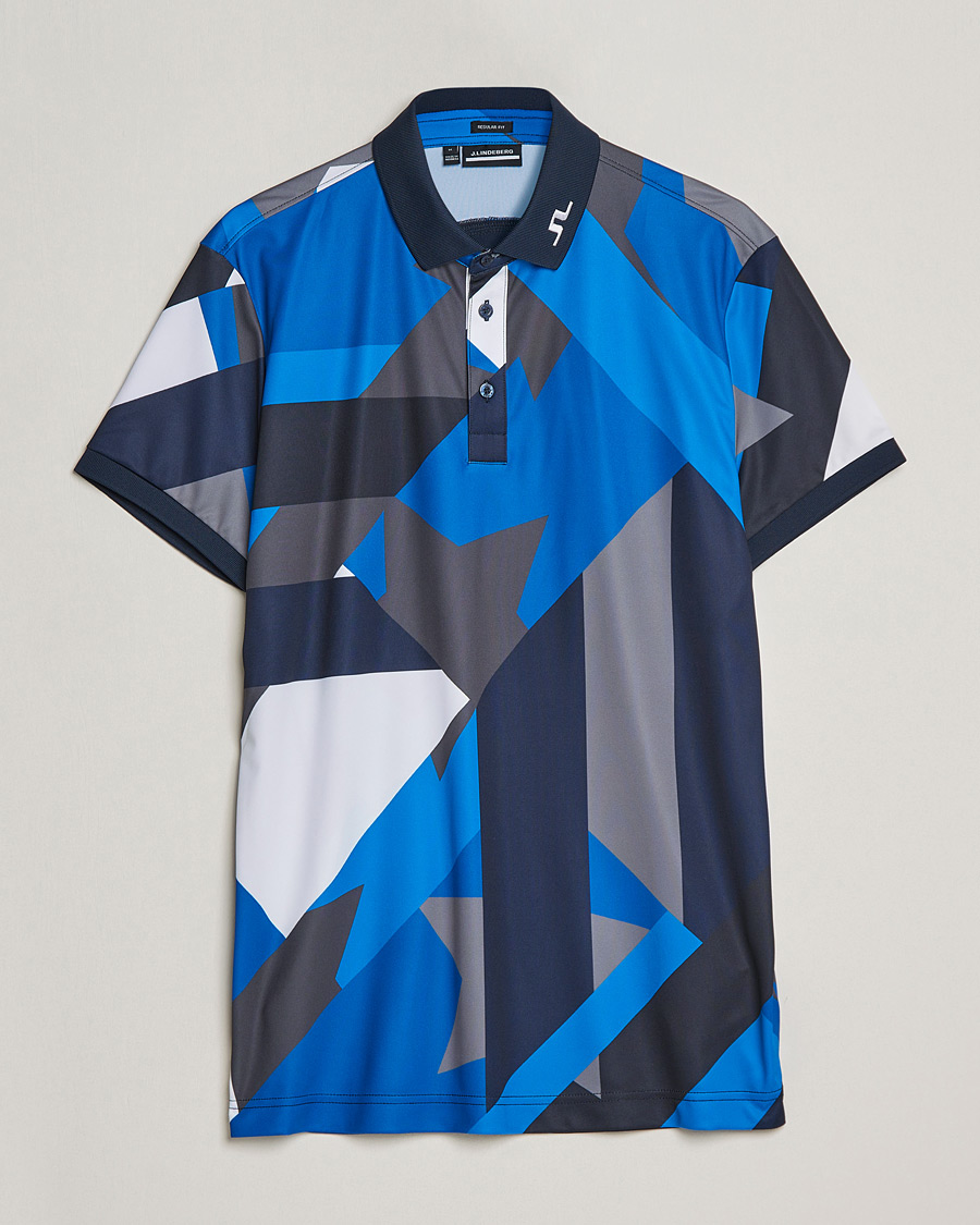 Men | Polo Shirts | J.Lindeberg | KV Regular Fit Printed Polo Blue Flag