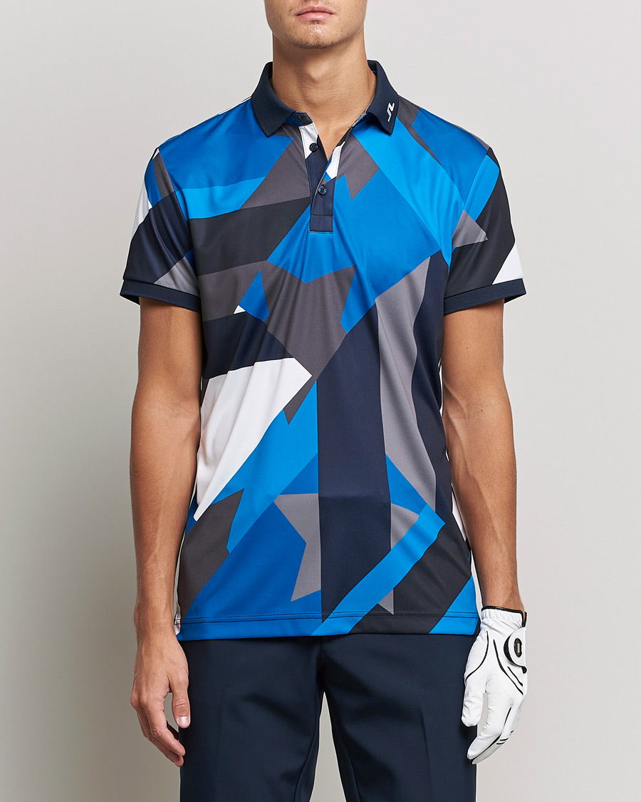 Men | Polo Shirts | J.Lindeberg | KV Regular Fit Printed Polo Blue Flag