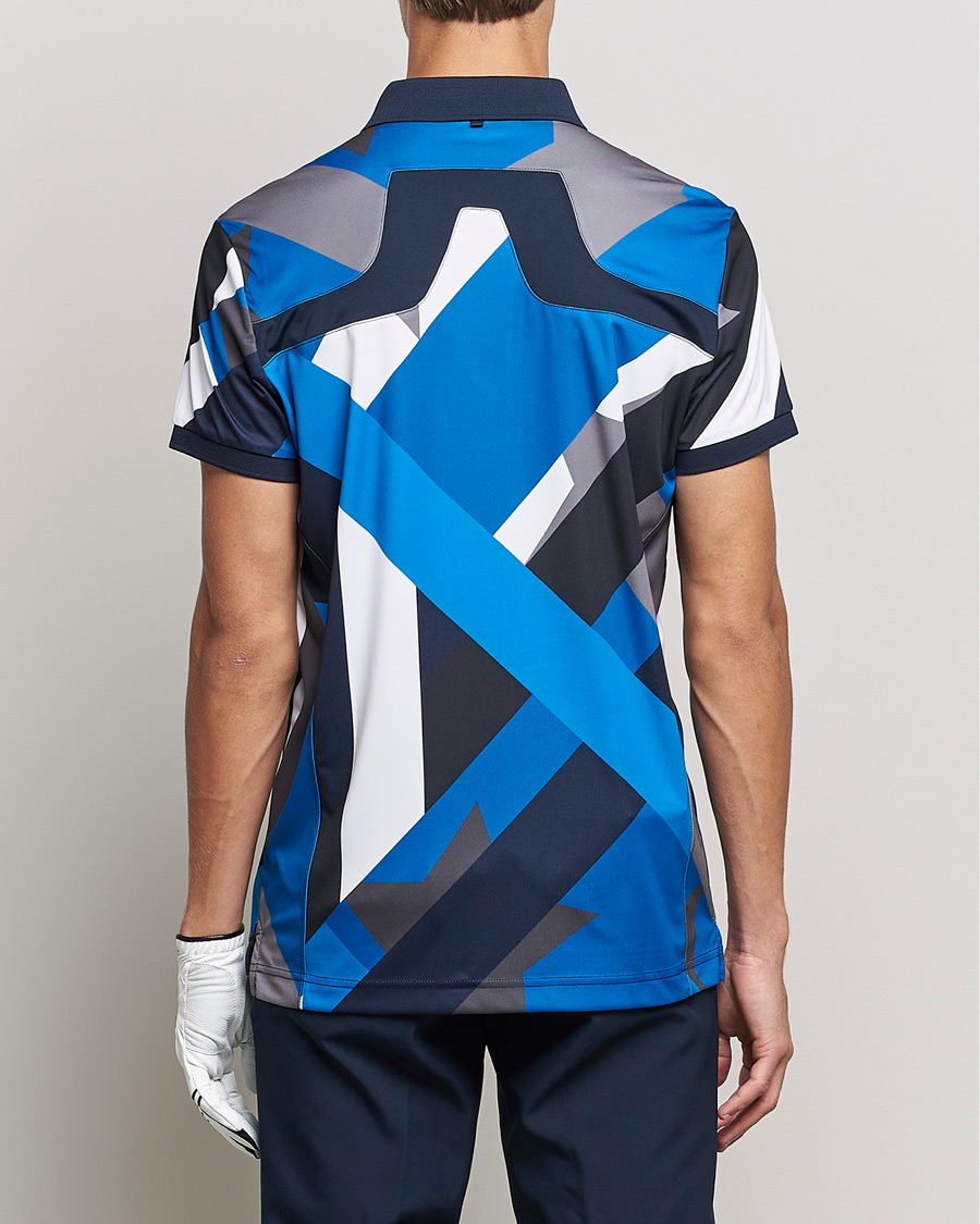 Men | Polo Shirts | J.Lindeberg | KV Regular Fit Printed Polo Blue Flag