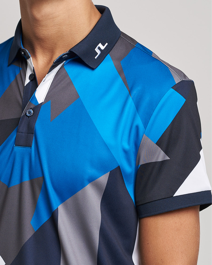 Men | Polo Shirts | J.Lindeberg | KV Regular Fit Printed Polo Blue Flag