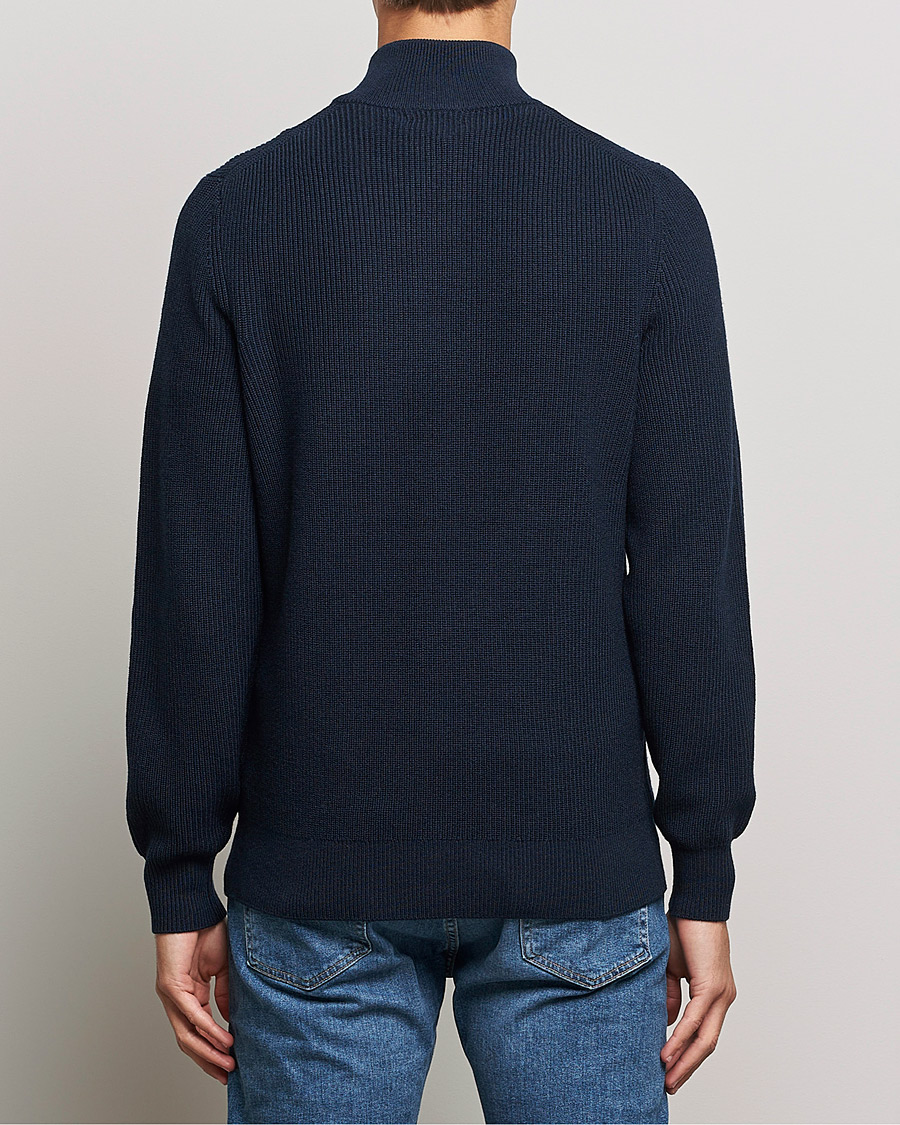 Men | Sweaters & Knitwear | J.Lindeberg | Diamond Knitted Zip Sweater Navy