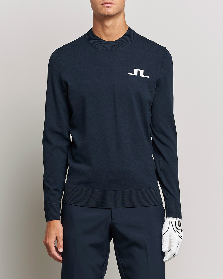 Men | Crew Neck Jumpers | J.Lindeberg | Gus Knitted Golf Sweater Navy