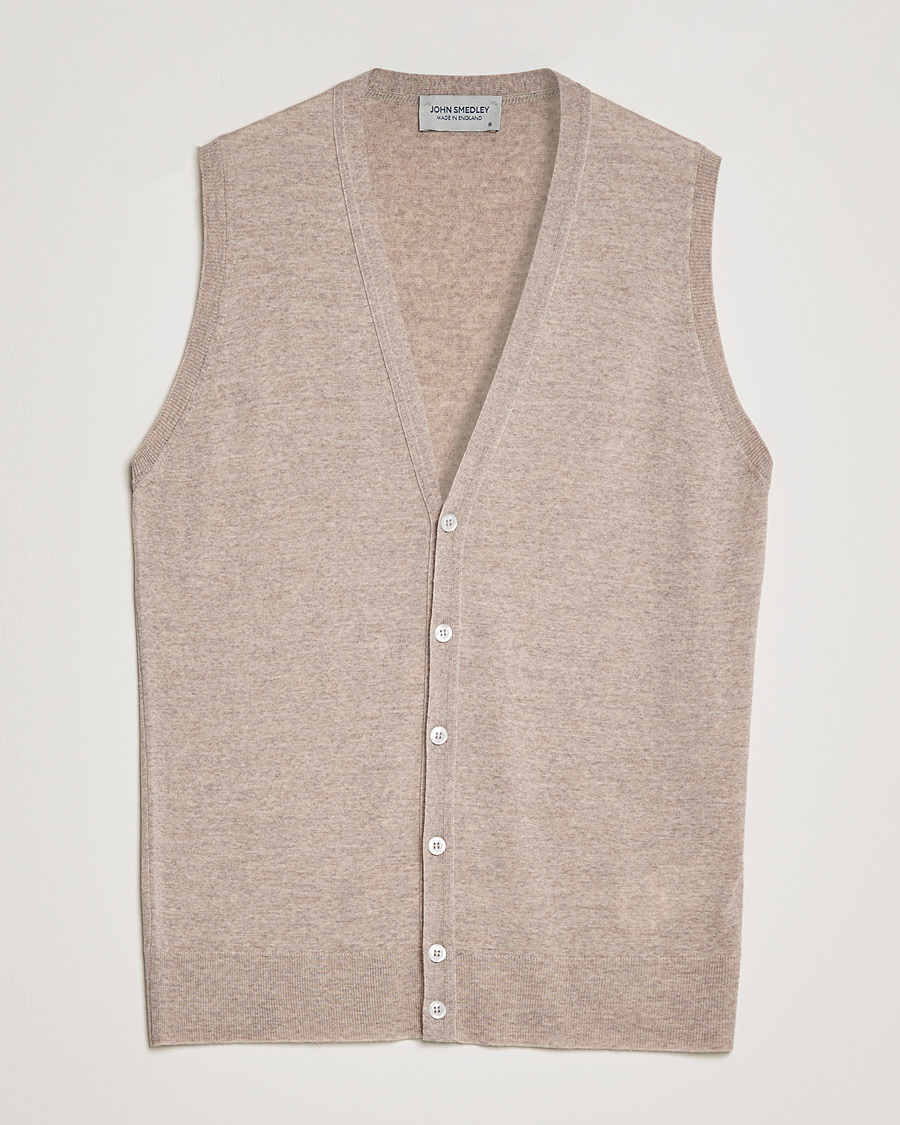 Men | Sweaters & Knitwear | John Smedley | Huntswood Slim Fit Waistcoat Soft Fawn