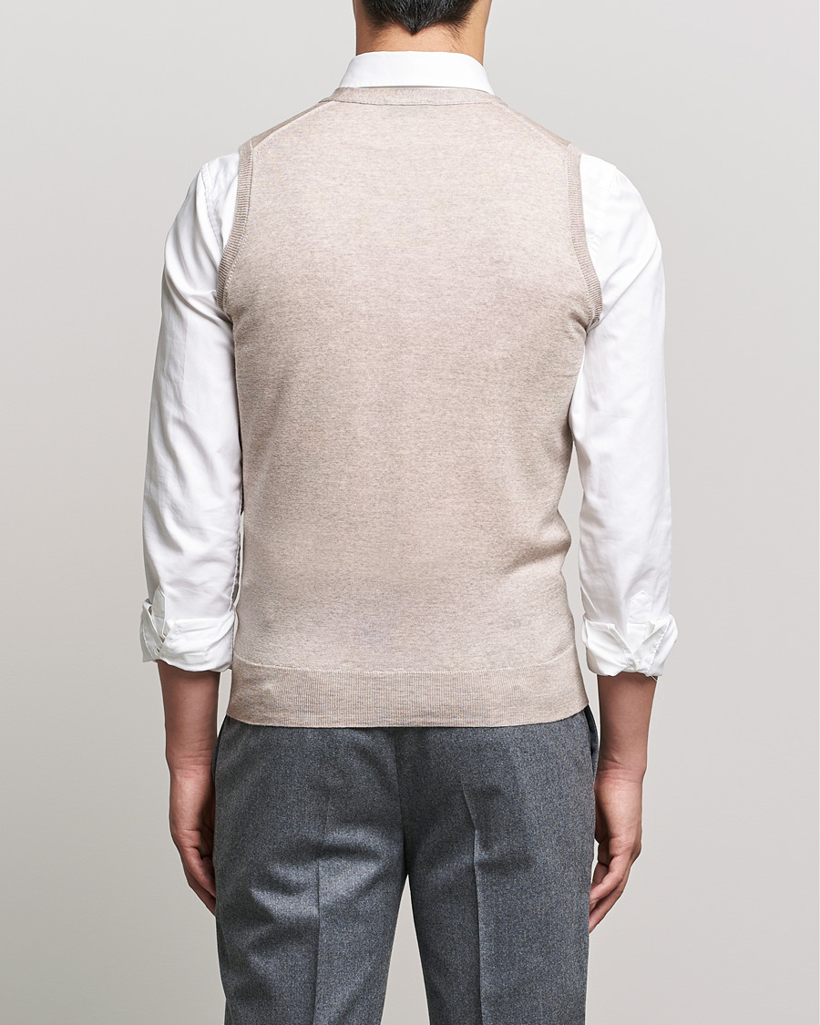Men | Sweaters & Knitwear | John Smedley | Huntswood Slim Fit Waistcoat Soft Fawn