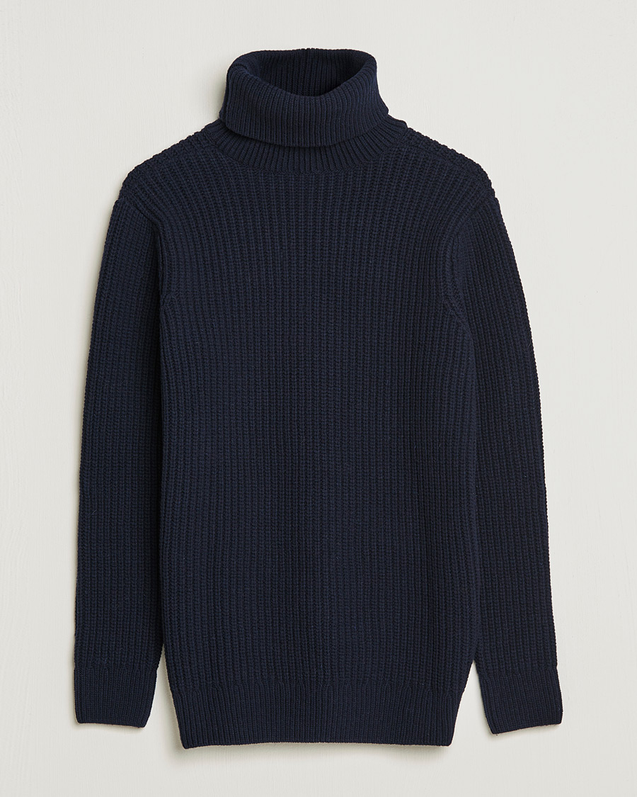 Men | Sweaters & Knitwear | Armor-lux | Pull Col Montant Wool Sweater Navy