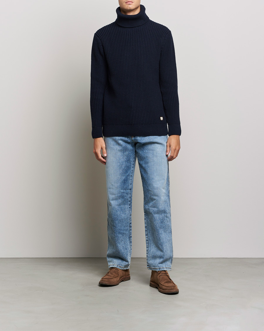 Men | Clothing | Armor-lux | Pull Col Montant Wool Sweater Navy