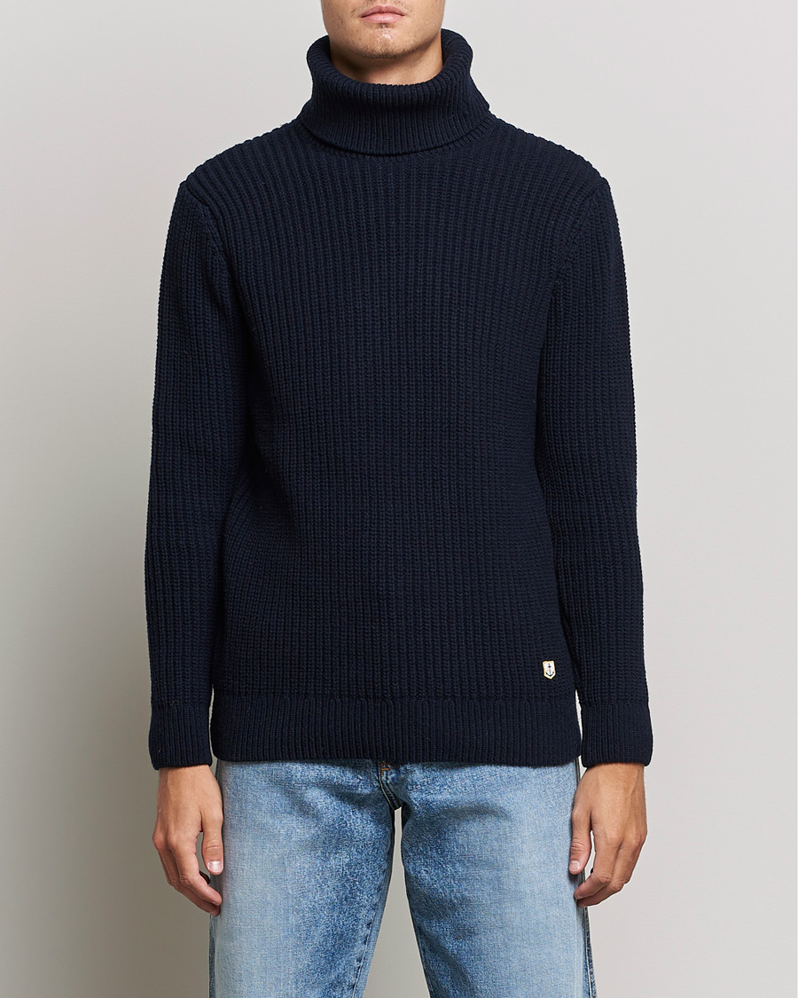 Men |  | Armor-lux | Pull Col Montant Wool Sweater Navy