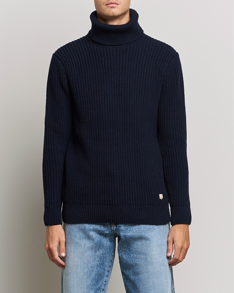 Men | Sweaters & Knitwear | Armor-lux | Pull Col Montant Wool Sweater Navy