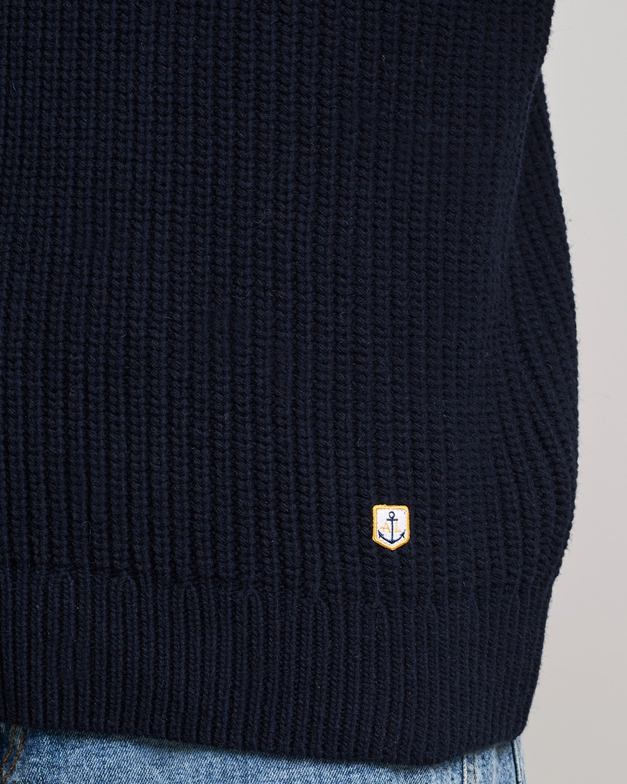 Men | Sweaters & Knitwear | Armor-lux | Pull Col Montant Wool Sweater Navy