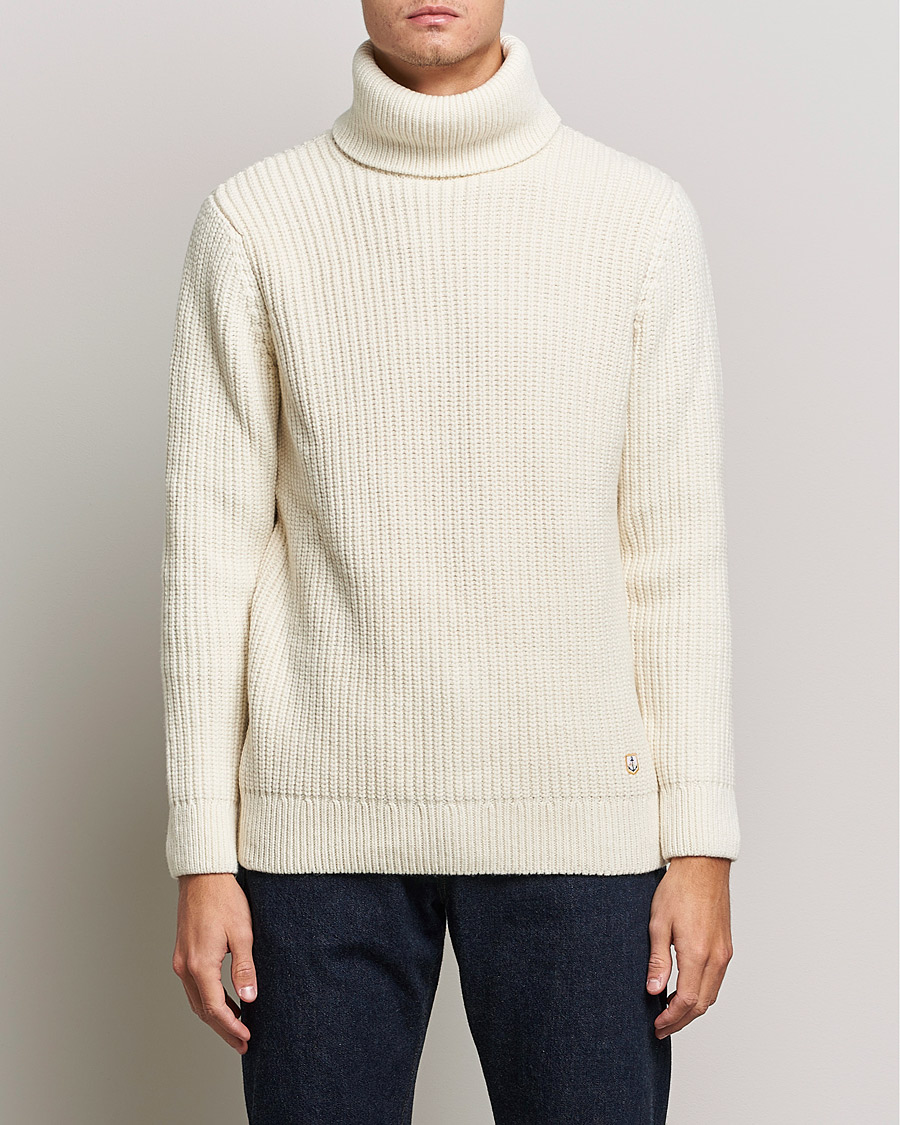 Men | Sweaters & Knitwear | Armor-lux | Pull Col Montant Wool Sweater Off White