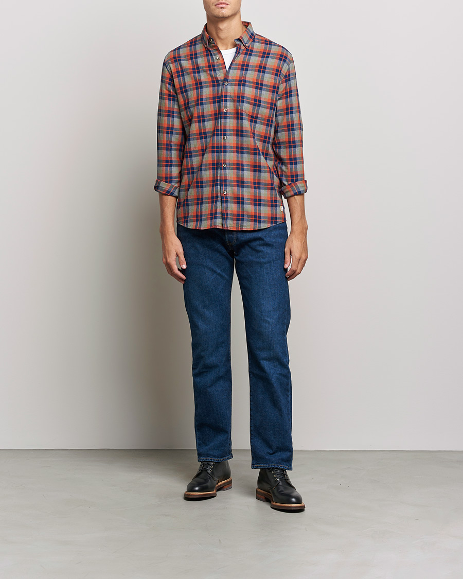 Men | Flannel Shirts | Armor-lux | Chemise Flannel Shirt Green Blue