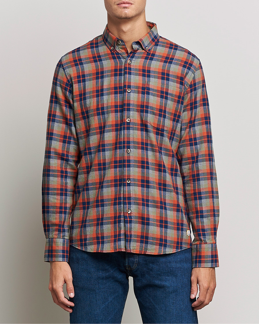 Men | Casual | Armor-lux | Chemise Flannel Shirt Green Blue