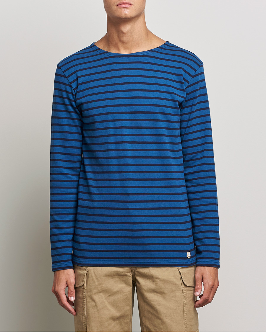 Men | T-Shirts | Armor-lux | Houat Héritage Stripe Longsleeve T-shirt  Navy/Blue