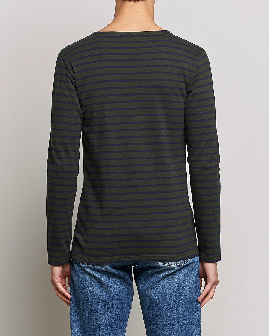 Men | Wardrobe Basics | Armor-lux | Houat Héritage Stripe Longsleeve T-shirt  Green/Navy