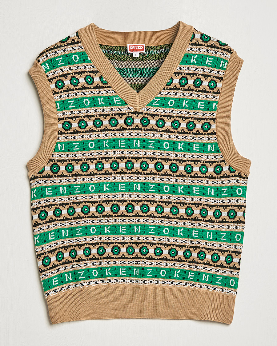 Men | Sweaters & Knitwear | KENZO | Jacquard Vest Grass Green