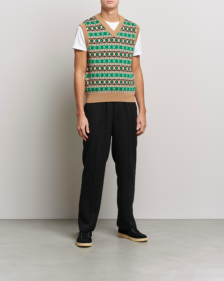 Men | Sweaters & Knitwear | KENZO | Jacquard Vest Grass Green
