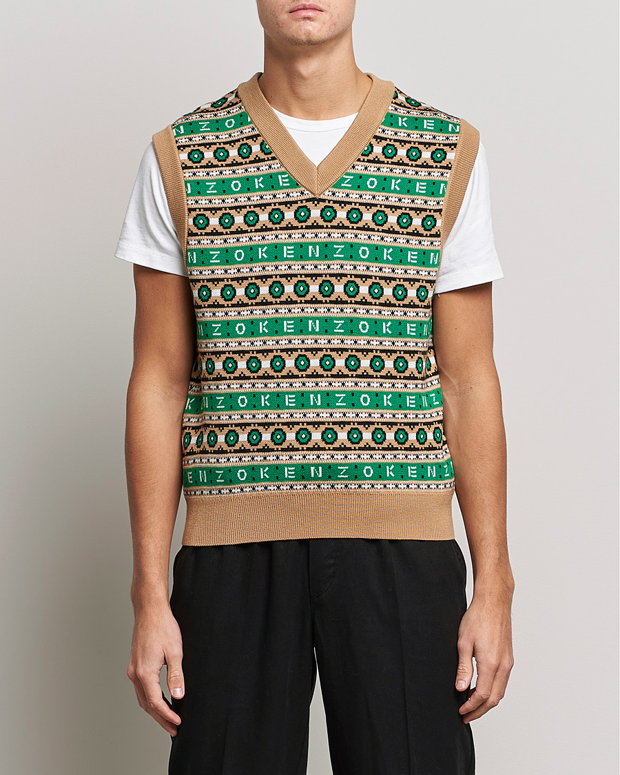 Men | Pullovers | KENZO | Jacquard Vest Grass Green