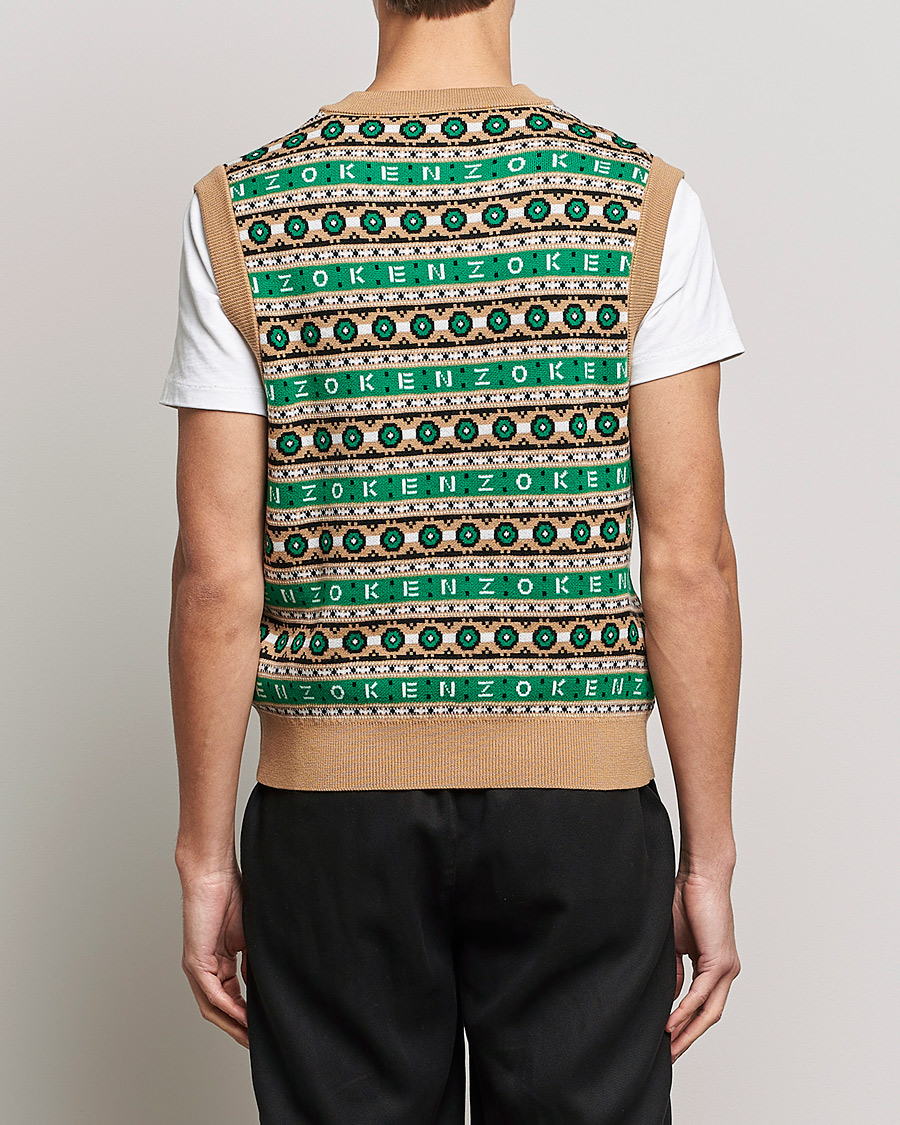 Men | Sweaters & Knitwear | KENZO | Jacquard Vest Grass Green