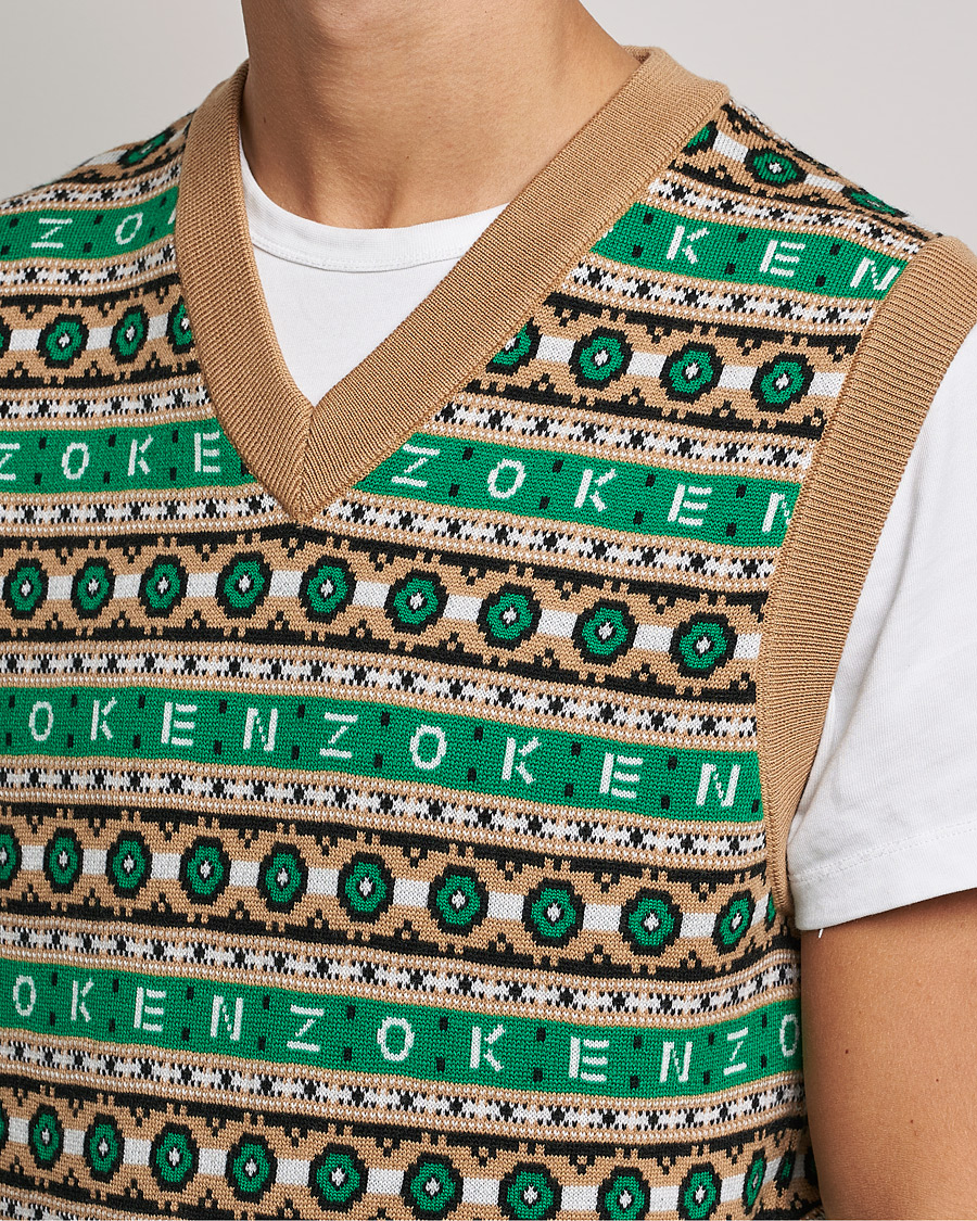 Men | Sweaters & Knitwear | KENZO | Jacquard Vest Grass Green