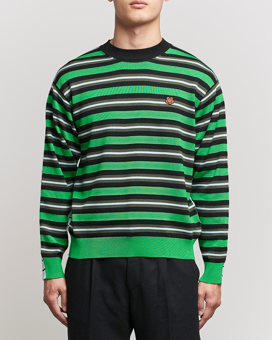Men | Sweaters & Knitwear | KENZO | Stripes Wool Knitted Jumper Grass Green
