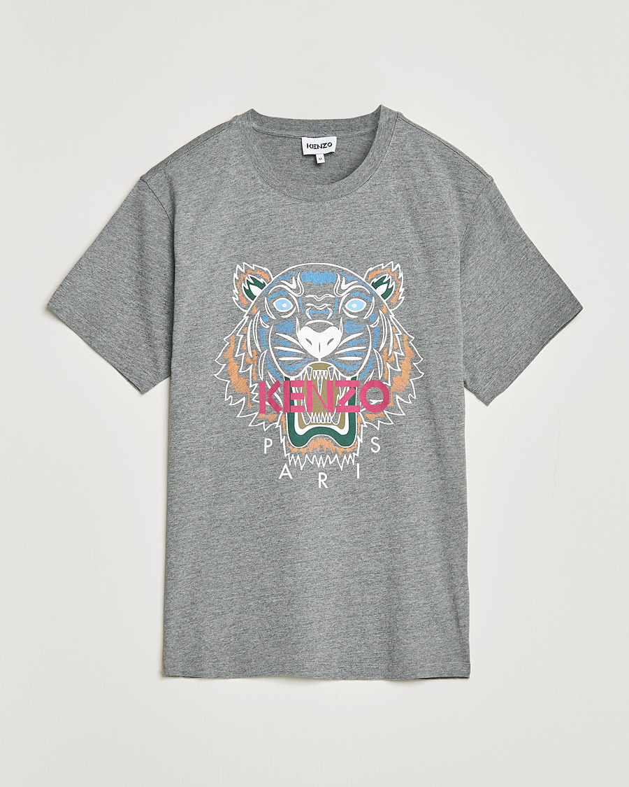 Men | T-Shirts | KENZO | Icon Tiger Crew Neck Tee Dove Grey