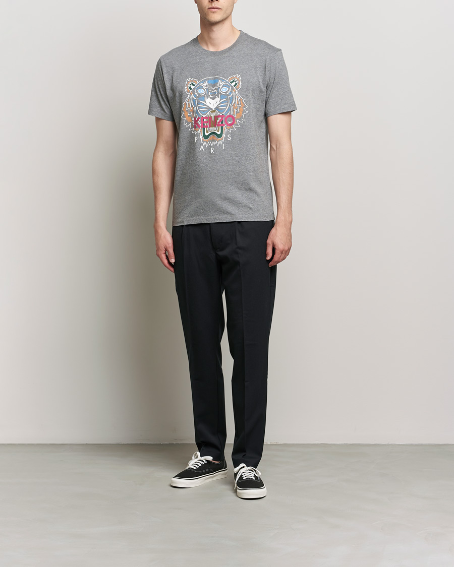 Men | T-Shirts | KENZO | Icon Tiger Crew Neck Tee Dove Grey