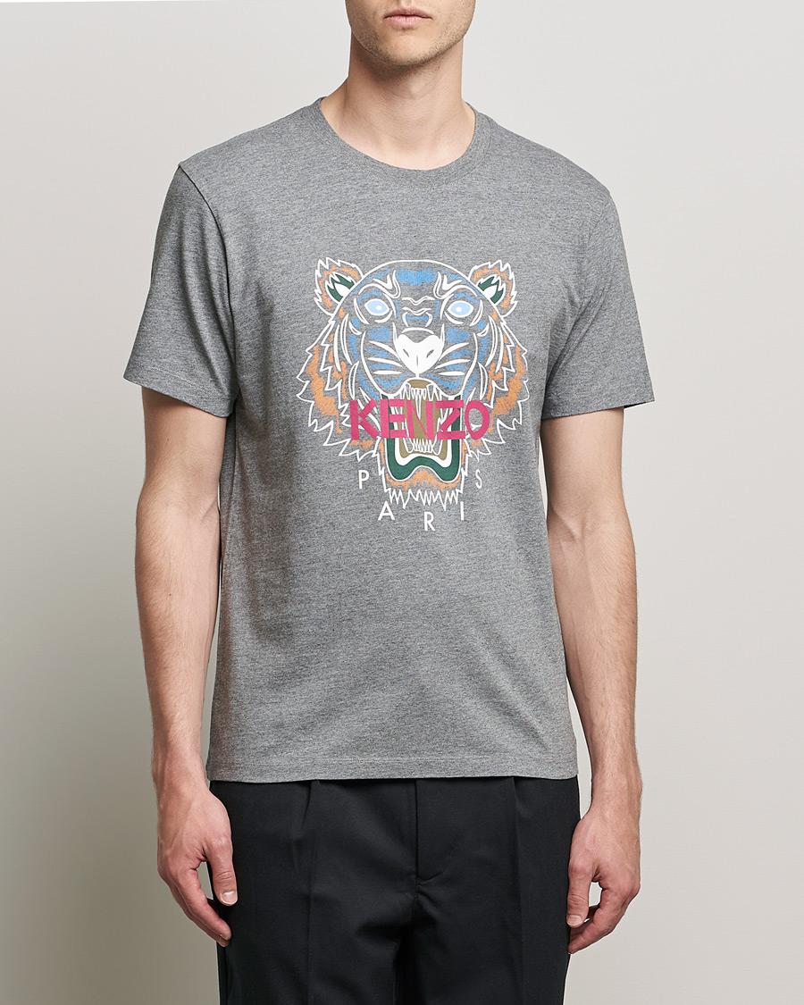 Men | T-Shirts | KENZO | Icon Tiger Crew Neck Tee Dove Grey