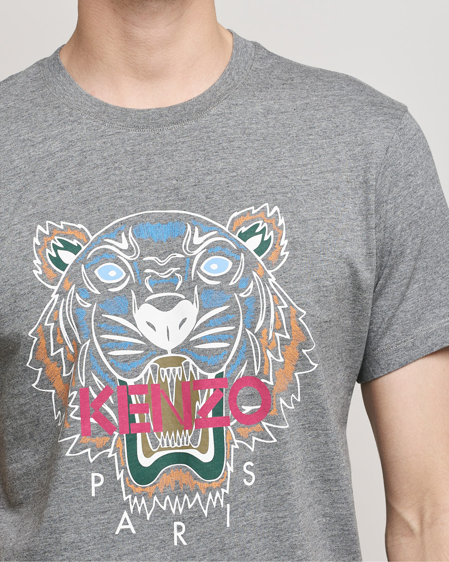 Men | T-Shirts | KENZO | Icon Tiger Crew Neck Tee Dove Grey