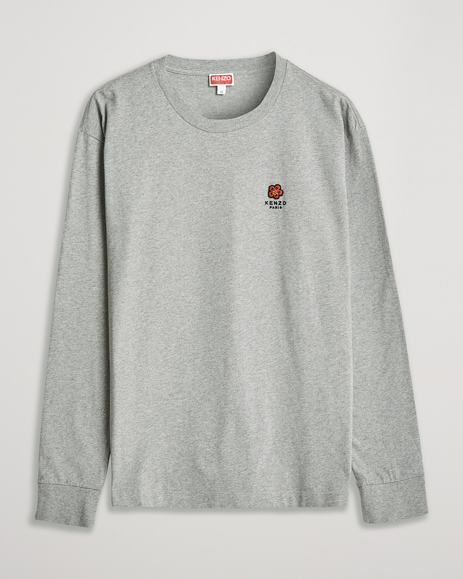 Men | T-Shirts | KENZO | Logo Classic Long Sleeve Tee Pearl Grey
