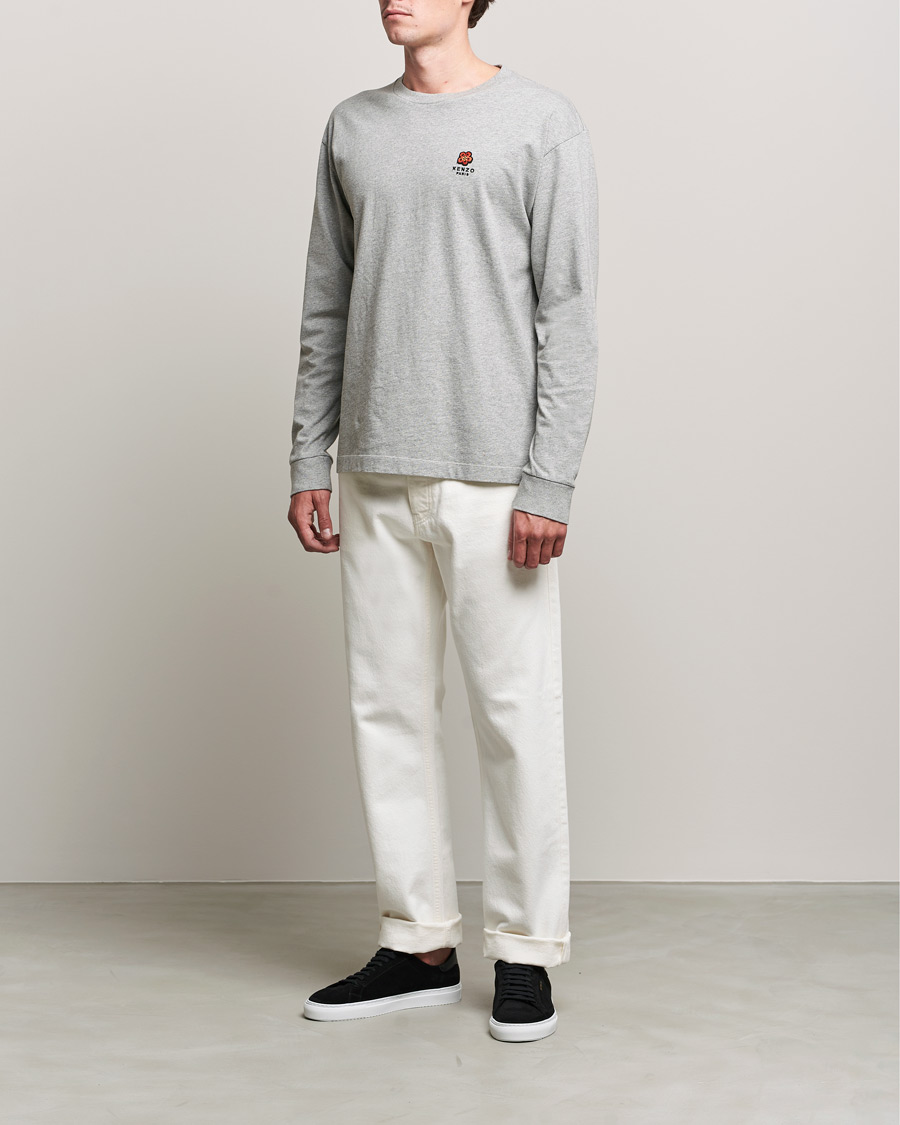 Men | T-Shirts | KENZO | Logo Classic Long Sleeve Tee Pearl Grey
