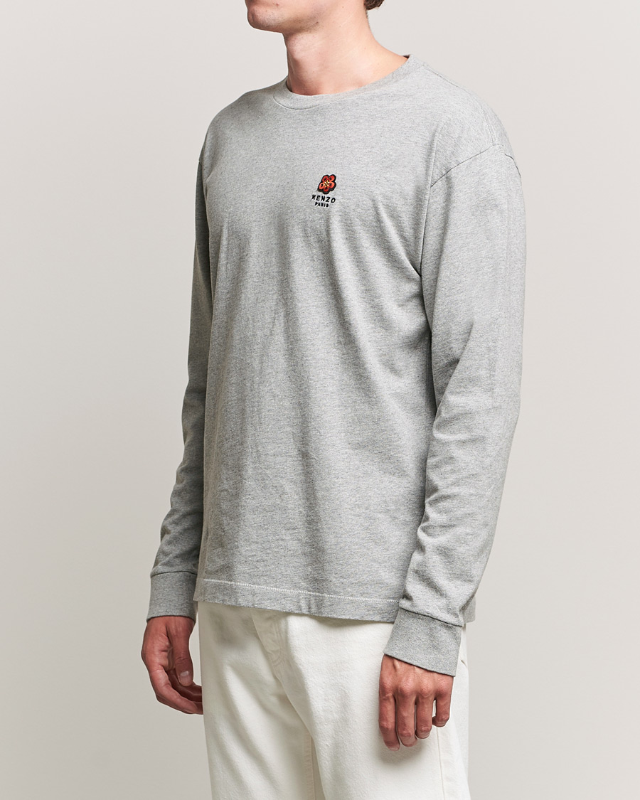 Men | T-Shirts | KENZO | Logo Classic Long Sleeve Tee Pearl Grey