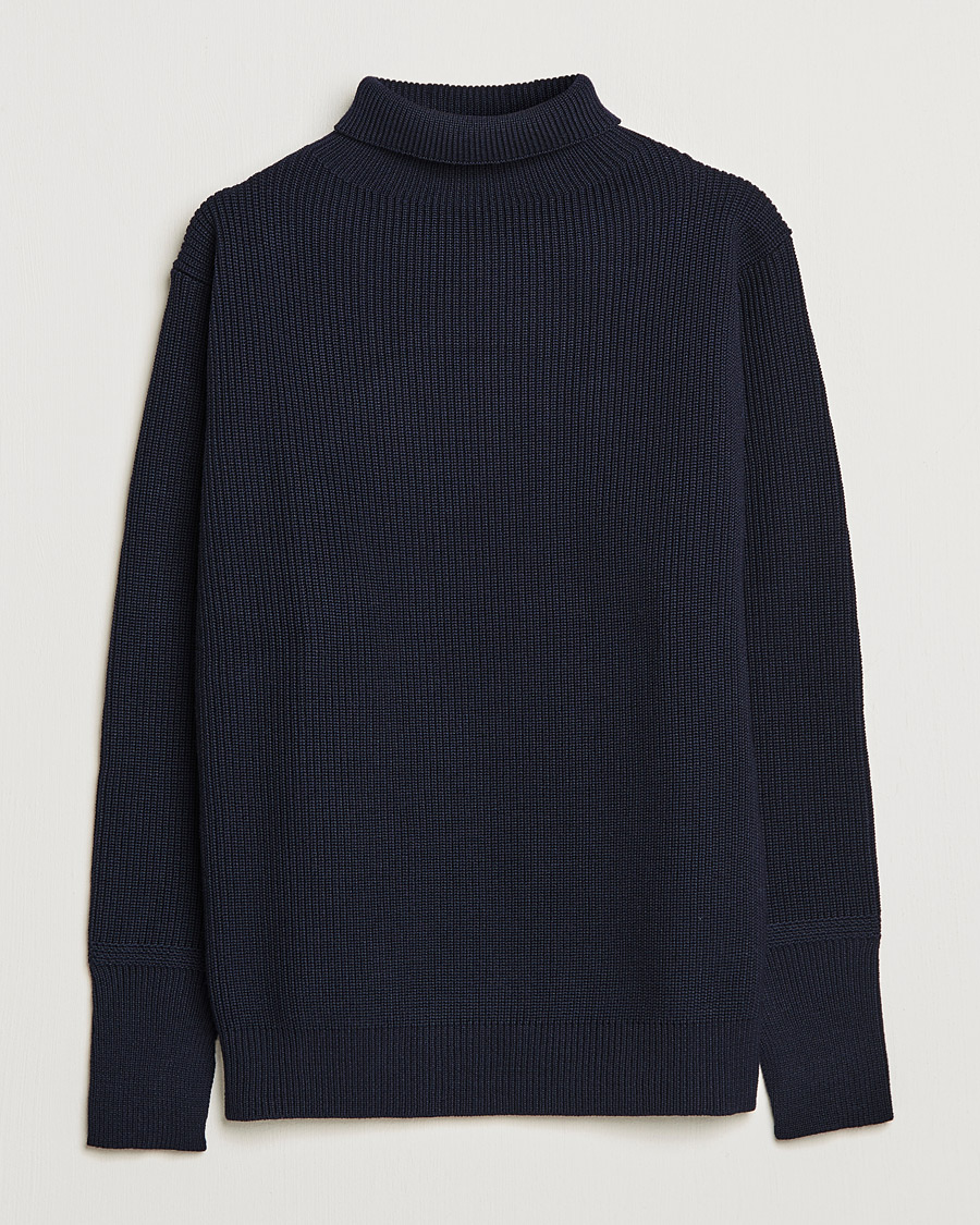 Men | Sweaters & Knitwear | Andersen-Andersen | Sailor Wool Turtleneck Navy Blue