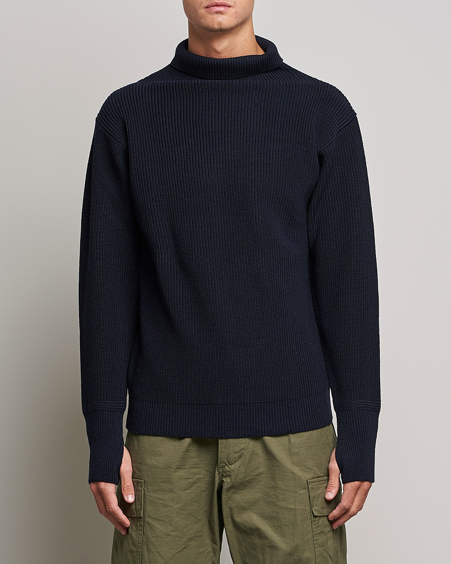 Men | Sweaters & Knitwear | Andersen-Andersen | Sailor Wool Turtleneck Navy Blue