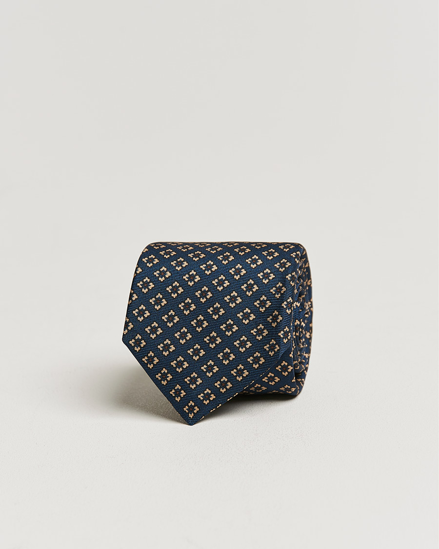 Men | Kiton Micro Flower Silk Tie Navy | Kiton | Micro Flower Silk Tie Navy